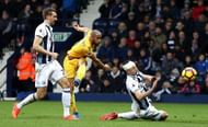 WEST BROMWICH, ENGLAND - MARCH 04: Andros Townsend of Crystal Palace (C) scores his sides second goal during the Premier League match between West Bromwich Albion and Crystal Palace at The Hawthorns on March 4, 2017 in West Bromwich, England.  (Photo by Christopher Lee/Getty Images)